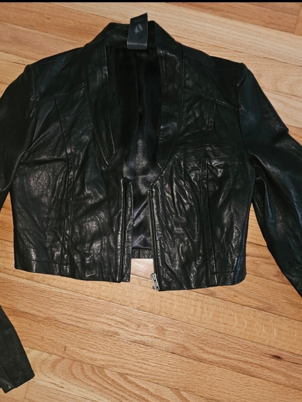 Scatola Black 100% Leather Cropped Jacket Size Medium